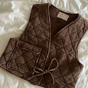 Brown Quilted Free People / We The Free Vest | NWOT | Large